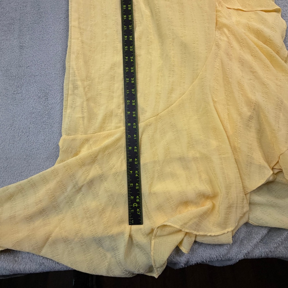NWT Maison Tara Womens Butter Yellow Sleeveless Faux Wrap Maxi Dress Size 12 - Picture 2 of 15
